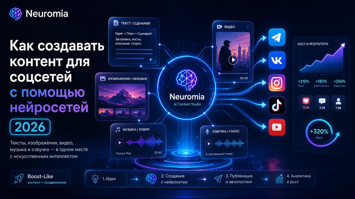 Как создавать контент для соцсетей с помощью нейросетей в 2026 году
