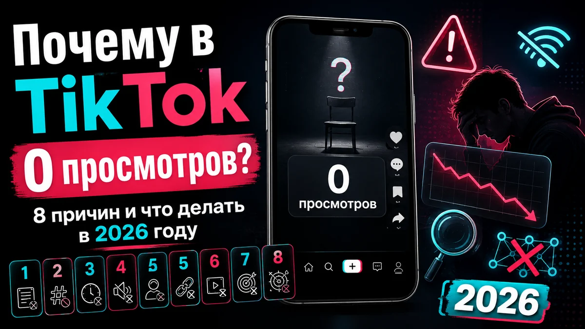 Почему в TikTok 0 просмотров: 8 причин и что делать в 2026 году